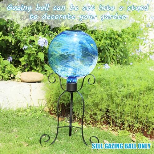 VCUTEKA Solar Gazing Ball, Glass Garden Globes for Outdoor Decor, 10" Blue - Image 4