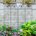 4 Pack Metal Garden Trellis 86.7" Tall Outdoor Climbing Plant Support for Roses, Flowers, Rustproof Durable Black Galvanized Tube, Lawn Garden Fence Decor Screen (4pcs, 86.7" H) - Image 2
