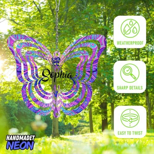 Personalized Dog Angel Paw Wind Spinner Sublimation Memorial Custom Name Years Kinetic Ornament Laser Cut 3D Outdoor Indoor Garden Yard Gifts (Butterfly Shape) - Image 6