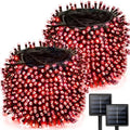 Solar Christmas Lights Outdoor 2 Pack 170FT 480 LED Solar String Lights Red by Albelt