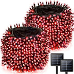 Solar Christmas Lights Outdoor 2 Pack 170FT 480 LED Solar String Lights Red by Albelt