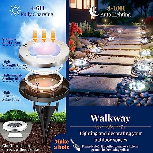 SOLPEX Solar Ground Lights Outdoor, Garden Lights 12 Pack Cool White - Image 3