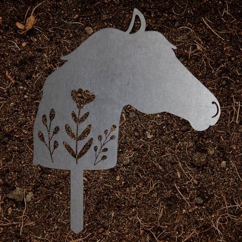 Animal Floral Metal Garden Stake | Raw Metal Patinas Over Time | Yard Art Decor Spring Summer Decorations Flower Bed Plant Stakes Marker (Horse) - Image 6
