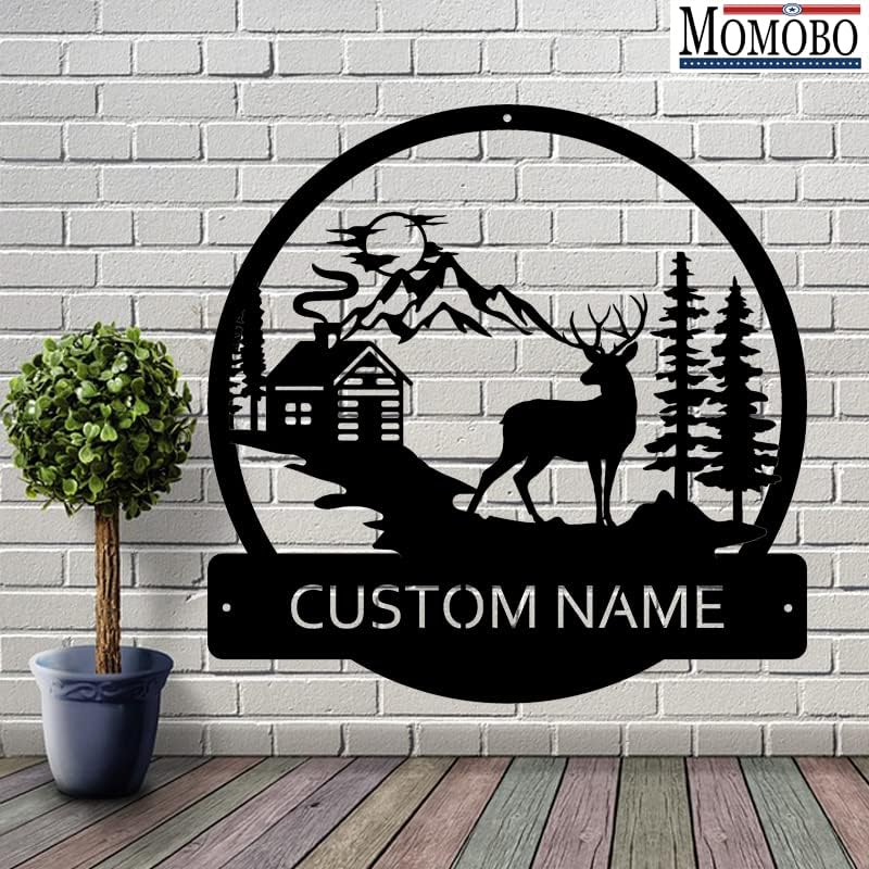 Deer and Cabin Custom Name Sign Metal Wall Art Personalized Last Name Plaque Outdoor Metal Wall Art Personalized Gift for Wedding/Housewarming - Image 6
