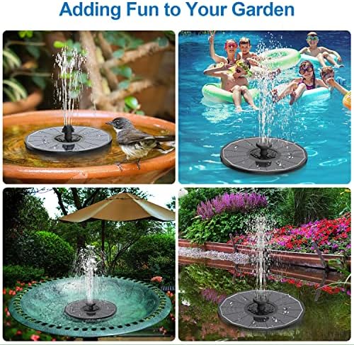 3.5W Solar Fountain with 2000mAh Battery - Work On Cloudy Days - Upgrade Glass Panel Solar Bird Bath Fountain, Hummingbird Water Feature Pump with 7 Nozzles, 4 Fixed Pipes for Garden, Pool - Image 6