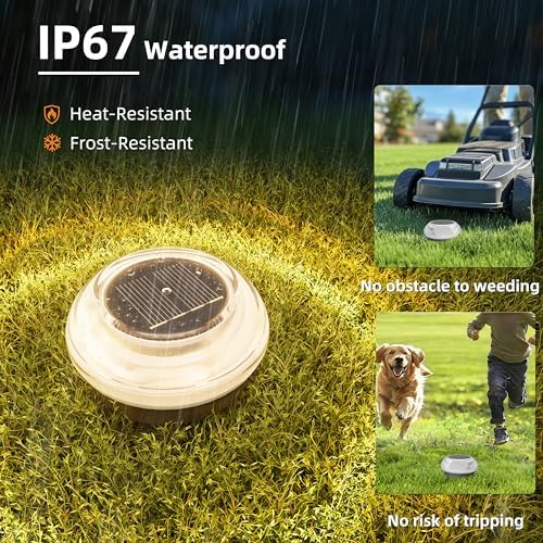 VOLISUN Mini Solar Pathway Lights Outdoor,12 Pack Flat Solar Ground Lights - Image 3