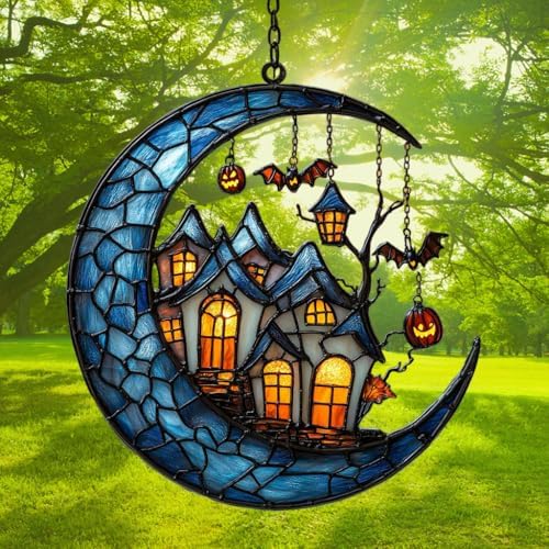 Cresent Moon Gothic Magic Castle Acrylic Suncatcher - Image 3