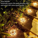 Lacasa Solar Deck Lights, 4 Pack Warm White Outdoor In-Ground Driveway Walkway Dock, IP68 Waterproof Solar Powered Stair Step Pathway Fence Auto On/Off LED for Garden Yard Patio - Image 7