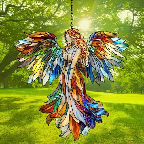 Rainbow Angel Tiffany Style Acrylic Suncatcher - Image 3