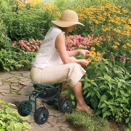 BESTHLS Rolling Garden Cart with Seat on Wheels Heavy Duty Support 500lb - Image 2