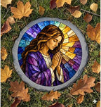 Magnolia Garden 10-Inch Praying Woman Stepping Stone - Faux Stained Glass Religious Garden Stone, Weather-Resistant Resin Pathway Accent, Inspirational Christian Outdoor Yard Decor & Walkway Plaque - Image 6