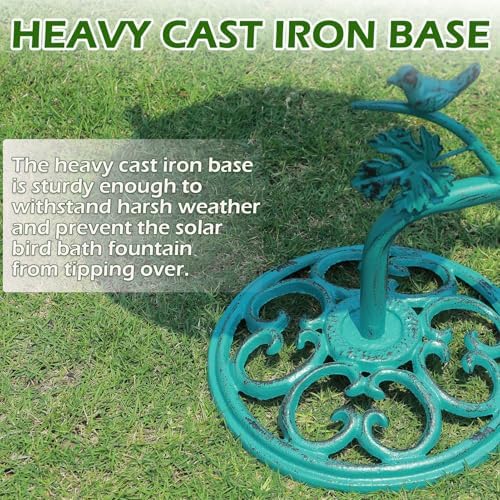 25.8" H Solar Bird Bath Outdoor, Metal Bird Bath with Solar Fountain - Image 4