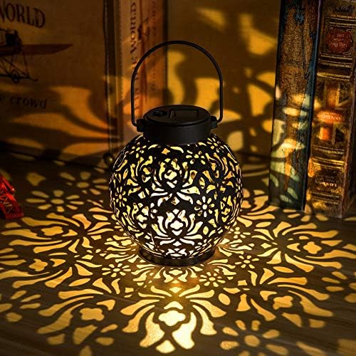 2 Pack Solar Hanging Lantern Lights, Metal Outdoor Decorative Lamp, Bronze by ExcMark