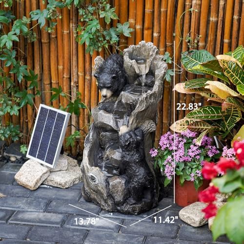 YZM Solar Water Fountain Outdoor Garden 22.83''H 5 Tiers Bear Cascade - Image 4