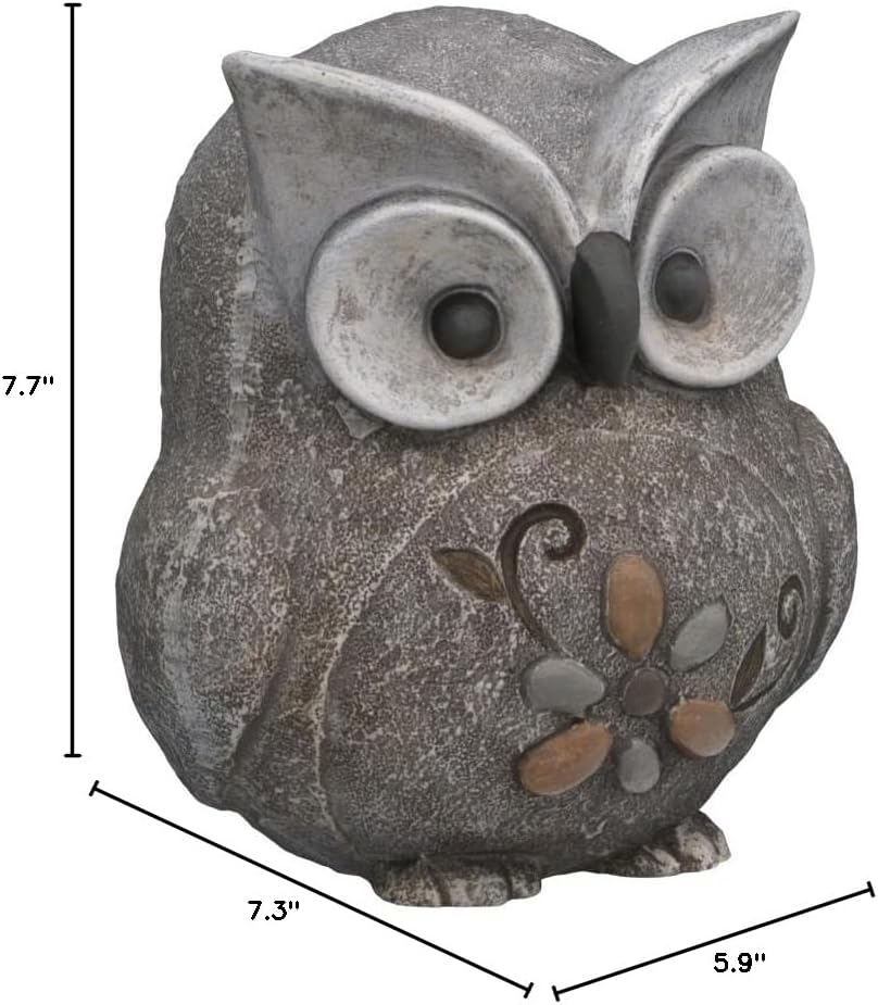 Roman 7.75" H Pebble Owl Statue Pudgy Pals, Garden Decor, Garden Gift - Image 4