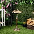 Alpine Corporation TEC316SLR Solar Birdbath with Birds and LED Light, LED Decor for Patio, Lawn & Garden, 41" H, Gold - Image 2