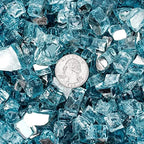 Mr. Fireglass 10 lbs High Luster Fire Glass, 1/2 Inch Reflective Aqua Blue - Image 2
