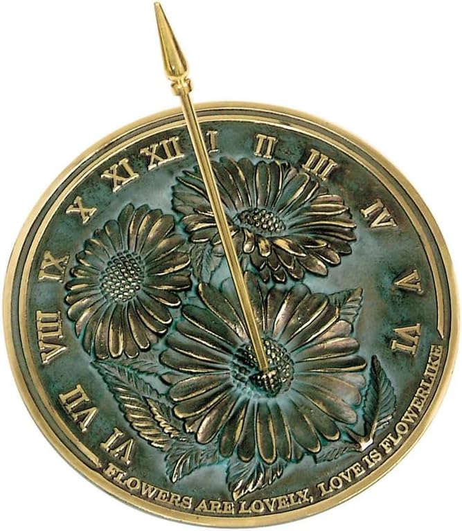 NauticalMart Flowers Sundial, Solid Brass with Verdigris Highlights, 10-Inch Diameter by NauticalMart