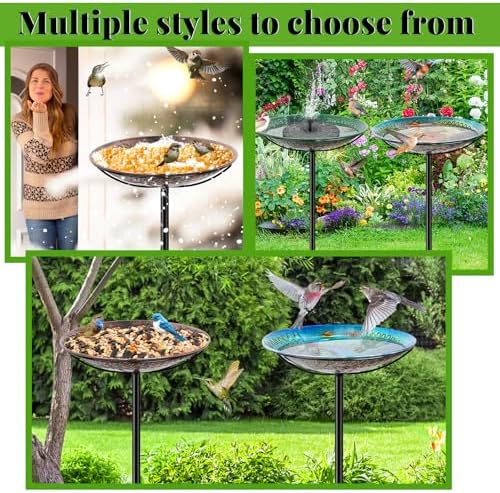 Metal Bird Bath for Outside, Detachable Birdbath & Birdfeeder with Base Stake, Vintage Bird Baths Feeder Bowl for Outdoors Garden Yard Lawn Decor (Vintage Silver) - Image 6