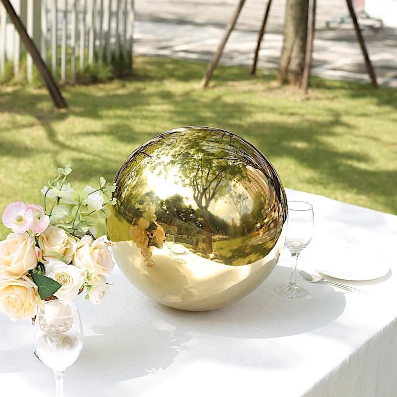 Balsa Circle 16 in Gold Stainless Steel Globe Gazing Reflective Mirror Balls Outdoor Garden Decor Centerpieces Wedding Party Events Reception Home Decorations Modern Ornaments Landscaping Accents - Image 4