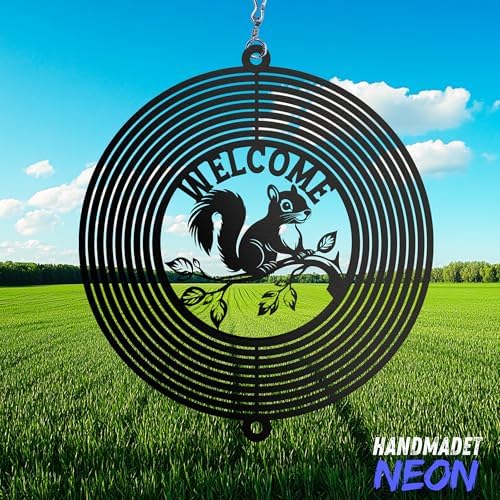 Personalized Wind Spinner Sublimation Hummingbird Custom Name Flowers Metal Art Laser Cut Design 3D Decor for Garden Yard Outdoor Indoor Lawn Patio Porch Birds Lover Presents (Squirrel) - Image 2