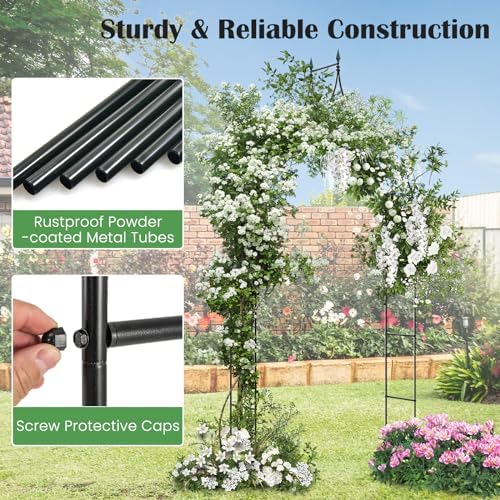Giantex Metal Garden Arch Trellis, 9.5 FT Wedding Arbor for Ceremony - Image 4