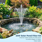 NFESOLAR 20W Solar Pond Filter Kit with Fountain Pump, 160 GPH Solar Pond Pump & Outdoor Filter Box, Submersible Water Pump with 16.5FT Cable & 6.6FT Tubing for Koi Pond, Fish Tank, Garden Fountain - Image 6