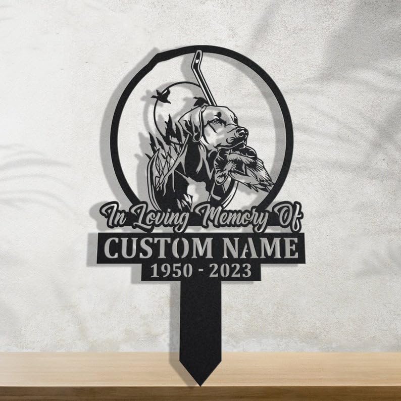 DINOMAN Personalized Memorial Plaques for Outdoors Dog Duck Hunting Grave Marker Metal Garden Stakes Hunter Memorial Gifts Sympathy Gifts for Loss of Loved One (Duck Hunting) by DINOMAN