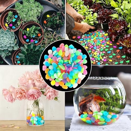 2026 Colorful Glow-in-the-Dark Garden Stones, Luminous Pebbles for Walkways & Aquariums, Rainbow Glow Rocks Outdoor Decor, Nighttime Stepping Stone Fillers, Patio Landscape Lighting (E,600) - Image 6