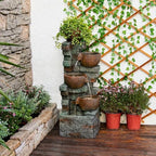 39.37''H Outdoor Water Garden Fountain 5-Tiers Bowl and Stacked Stones by Unknown