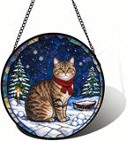 Stained Glass Window Hanging Manx Cat Suncatcher Gifts for Wife 11.8" by Unknown