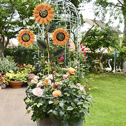 35.4" H Metal Sunflower Garden Stake, Weather Proof Flower Stake for Spring Decor Yard Art Garden Decorations for Outdoor Patio, Lawn, Yard, Pathway Walkway - Image 4