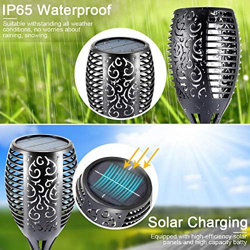 EOYIZW Solar Lights Outdoor 4 Pack, 99 LEDs Solar Torch Light with Flickering Flame- IP65 Waterproof Solar Garden Lights, Solar Powered Outdoor Lights for Porch Yard Patio Halloween Decorations - Image 4