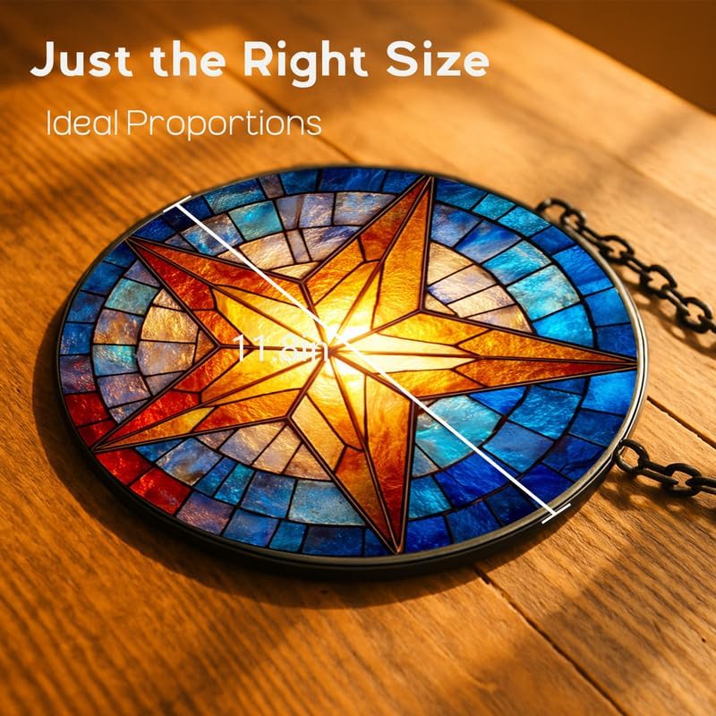 Stained Glass Window Hanging，Star 11.8in Sun Catchers Indoor Window, Home Decor Inside and Outside the Cottage, Gifts for Women - Image 6
