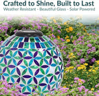 Sunnydaze 10-Inch Cool Blooms Solar Gazing Ball & Purple Mosaic Stand - Image 4