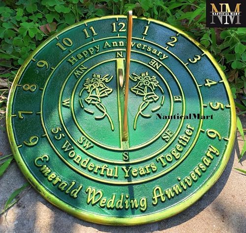 55th Emerald Wedding Anniversary Sundial Gift for Him or Her, Husband or Wife, Parents, Grand Parents, Couples to Celebrate Anniversary Unique Gift Her Parents Or Couples 55 Year Celebration - Image 5