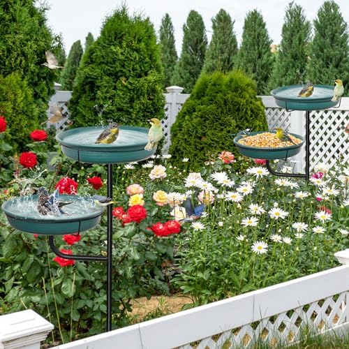Freestanding Birdbaths Bowl Outdoor, Standing Garden Bird Bath Bird Feeder Bowl, Detachable Decoration Spa Birdfeeder for Garden Patio Yard Lawn (Green 2) - Image 6
