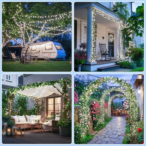 JMEXSUSS 2 Pack Solar String Lights Outdoor, Total 400 LED 151FT, White - Image 5