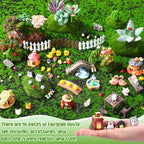 WinnerWhy 116 Pcs Fairy House Accessories Kit Miniature Garden Accessories Terrarium Decoration Mini Diorama Figurines Miniature Landscape Trees Simulated Succulents for DIY Garden Doll House Craft - Image 2