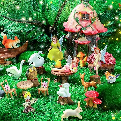 Soaoo Fairy House Garden Kit Figurines Mushroom Animals Summer, Beauty by Soaoo