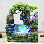 LuuChain Rockery Water Fountain Tabletop Mountain Cascading Waterfalls Indoor Resin Small Waterfall Fountain with LED Lamp for Office Iving Living Room Office Decoration by AKaSping