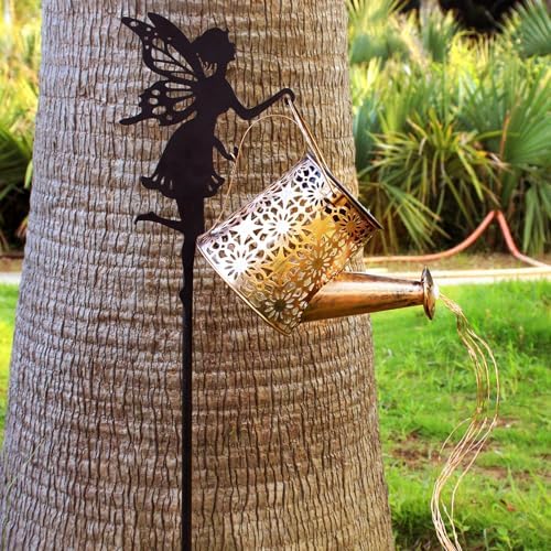 2 Pack Solar Watering Can Lights with Fairy Stakes Gardening Gifts for Mom - Image 2