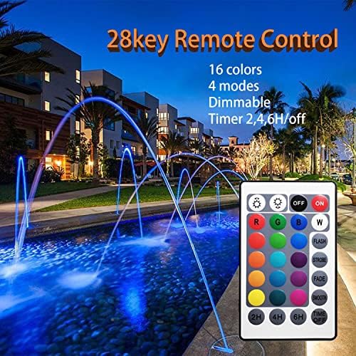 RGB Pond Lights with Timer, IP68 Waterproof Underwater Dimmable LED Fountain Lights for Outdoor Landscape Fish Tank Pond Fountain Waterfall Garden Lawn, 5 Lights - Image 3