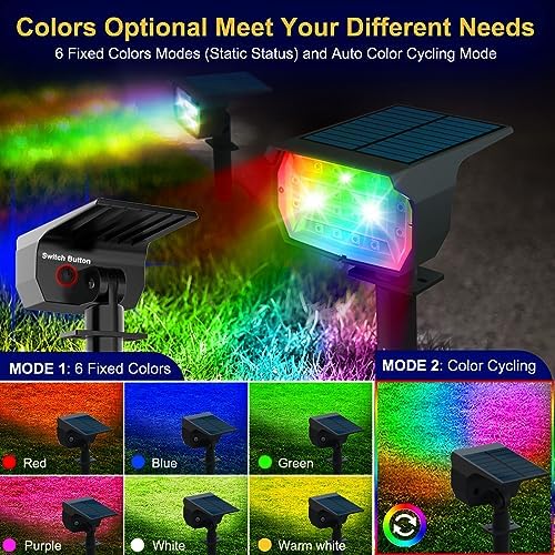 nipify Solar Spot Lights Outdoor Color Changing, Halloween RGB Spotlights - Image 2
