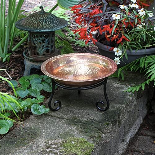 Achla Designs 201-7015 Hammered Short Stand Birdbath, Polished Copper Plated - Image 6