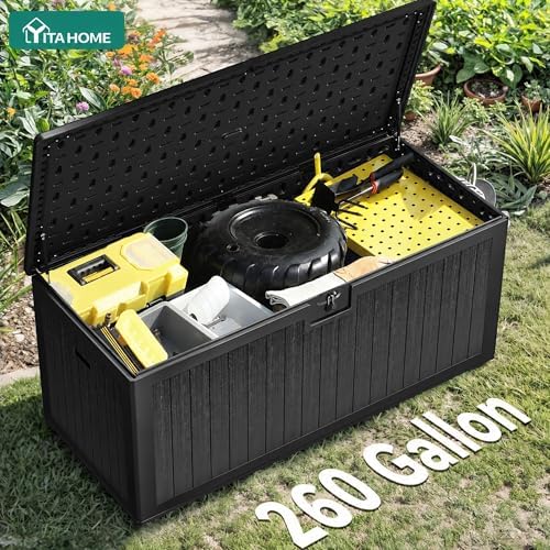 YITAHOME 260 Gallon Double-Wall Deck Box with Divider & Side Handles - Image 5