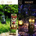 16.7" H Tiki Decor Garden Statue,Large Lantern Tiki Figurine with Solar Lights,Hawaiian Tiki Man Outdoor Patio Yard Lawn Bar Party Beach Pool Pond Halloween Christmas Decoration Ornament Gifts - Image 5