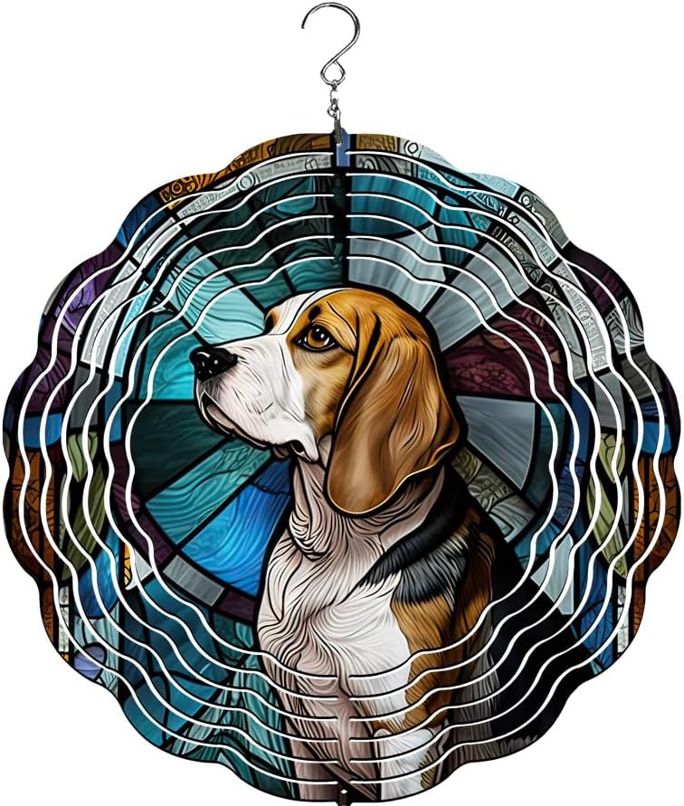 Traci's Fun Creations Beagle Wind Spinner, 10 Inch, Multicolor Aluminum, Double Sided, Yard and Garden Décor (Stain) by Unknown