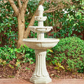 Glitzhome Water Fountain Outdoor Floor-Stand Fountains with LED Light & Pump, Oversized 3 Tier Terrazzo Waterfalls Patio Fountain and Waterfalls Outdoor Yard Fountains for Lawn Garden Backyard Deck by Glitzhome