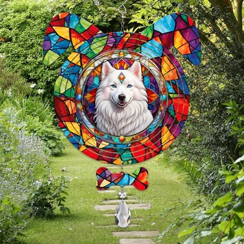 American Eskimo Dog Ears Wind Spinner, American Eskimo Wind Spinner Hanging for Yard and Garden (American Eskimo) - Image 6
